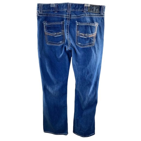 Rock 47 Denim Boot Cut Jeans Thick Accent Stitching in Size 40 x 34 -100% Cotton - Picture 5 of 14